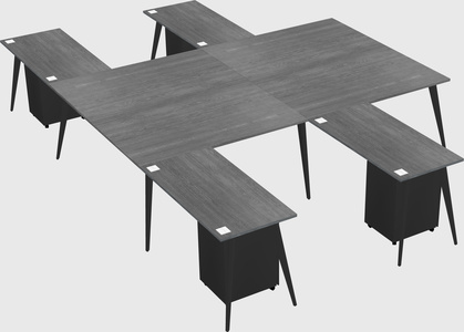 Shared l-shaped office desk system