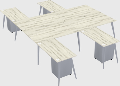 Shared l-shaped office desk system