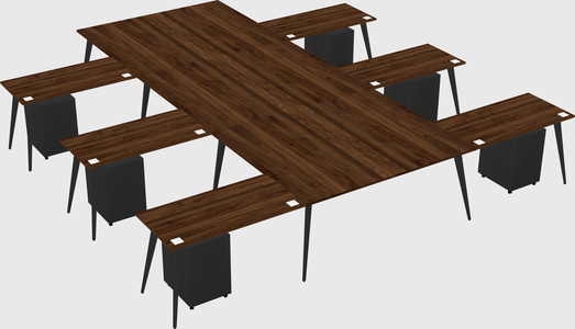 Shared l-shaped office desk system