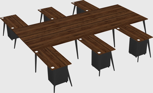 Shared l-shaped office desk system