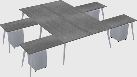 Shared l-shaped office desk system