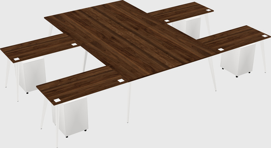 Shared l-shaped office desk system