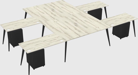 Shared l-shaped office desk system