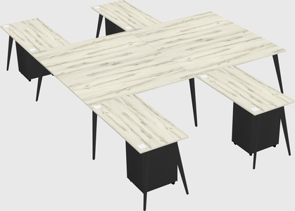 Shared l-shaped office desk system