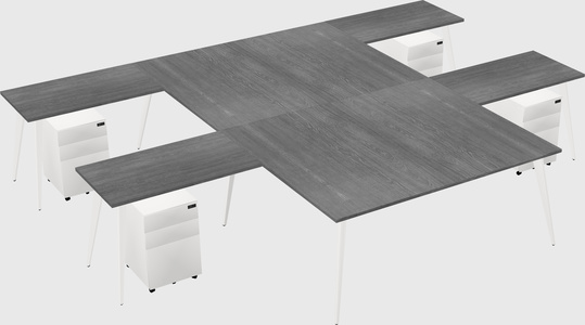Shared l-shaped office desk system