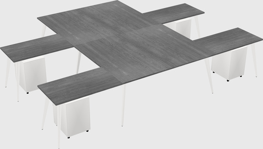 Shared l-shaped office desk system