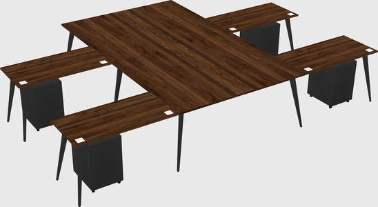 Shared l-shaped office desk system