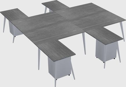 Shared l-shaped office desk system