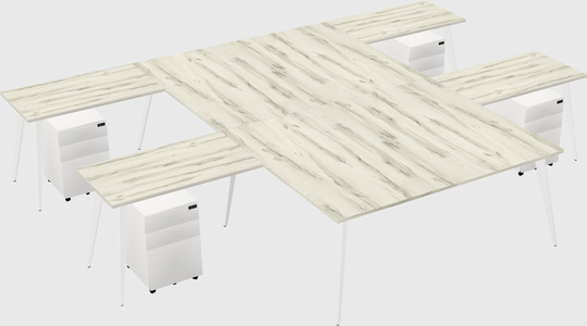 Shared l-shaped office desk system