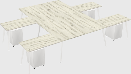 Shared l-shaped office desk system