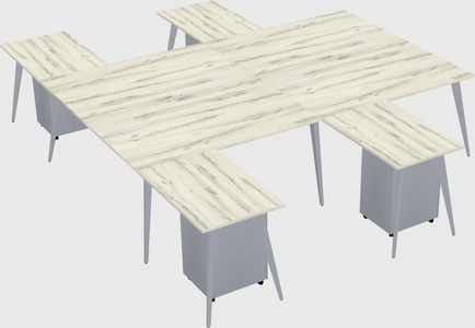 Shared l-shaped office desk system