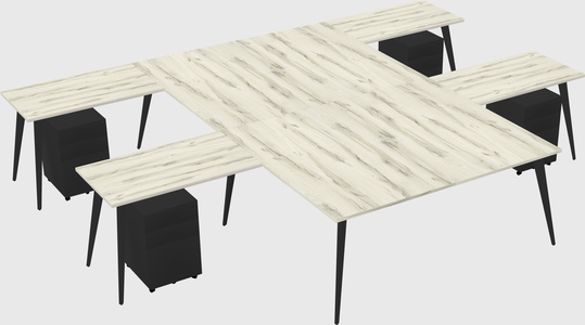 Shared l-shaped office desk system