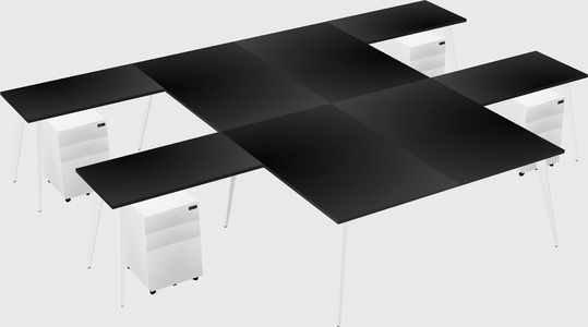 Shared l-shaped office desk system