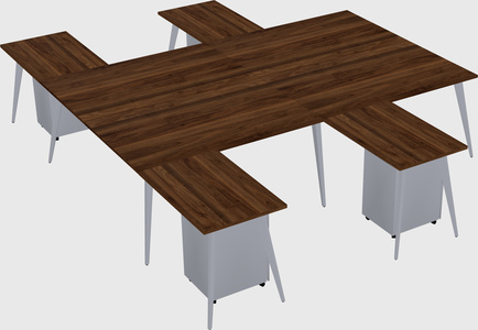 Shared l-shaped office desk system