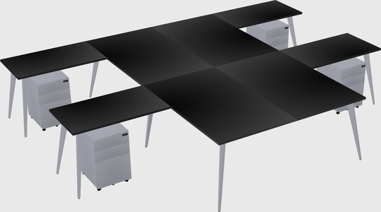 Shared l-shaped office desk system