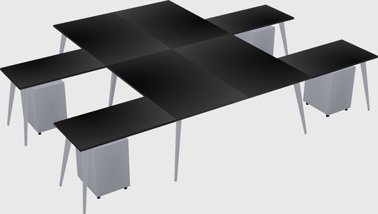 Shared l-shaped office desk system