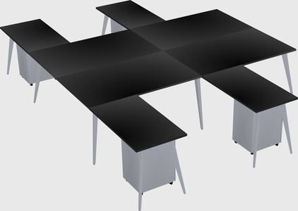 Shared l-shaped office desk system