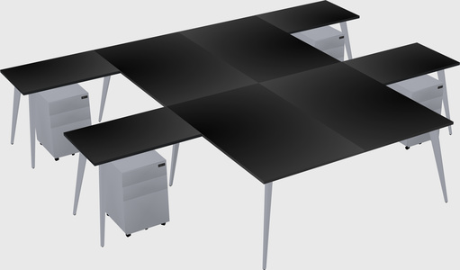 Shared l-shaped office desk system