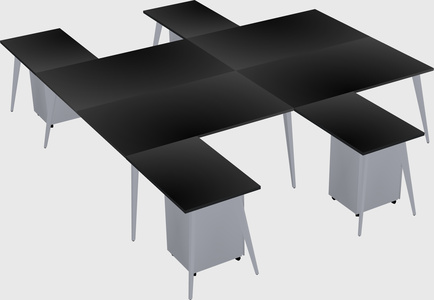 Shared l-shaped office desk system