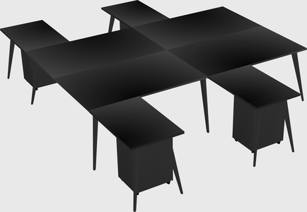 Shared l-shaped office desk system