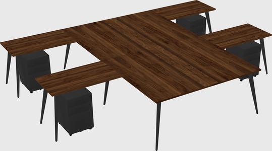 Shared l-shaped office desk system