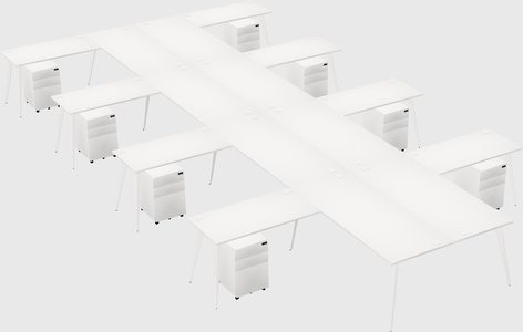 Shared l-shaped office desk system