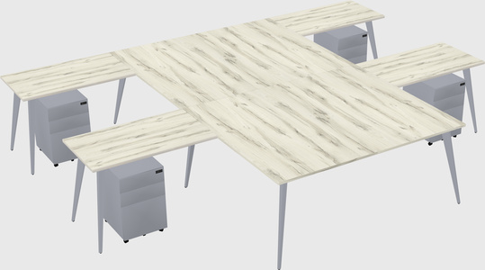 Shared l-shaped office desk system