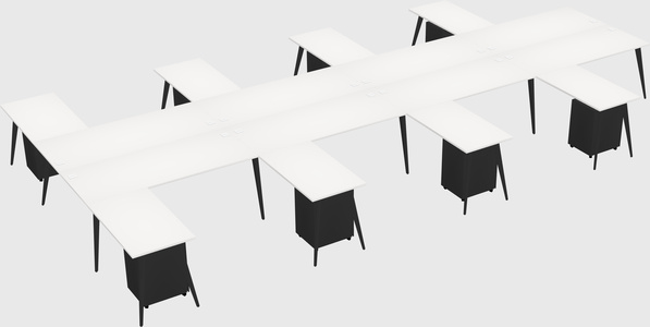 Shared l-shaped office desk system