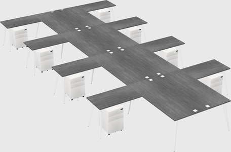 Shared l-shaped office desk system