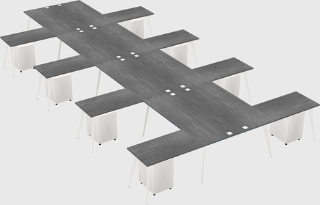 Shared l-shaped office desk system