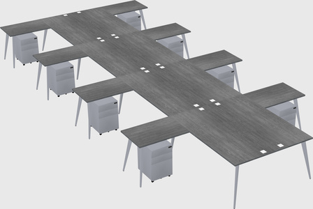 Shared l-shaped office desk system