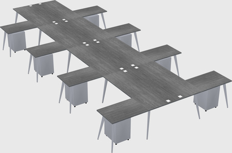 Shared l-shaped office desk system