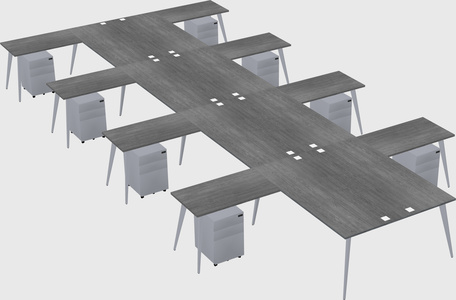 Shared l-shaped office desk system