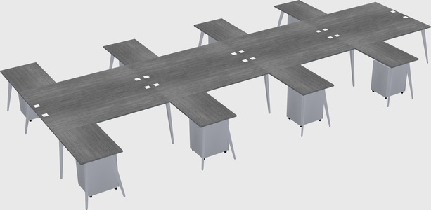 Shared l-shaped office desk system