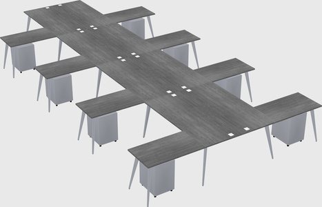 Shared l-shaped office desk system