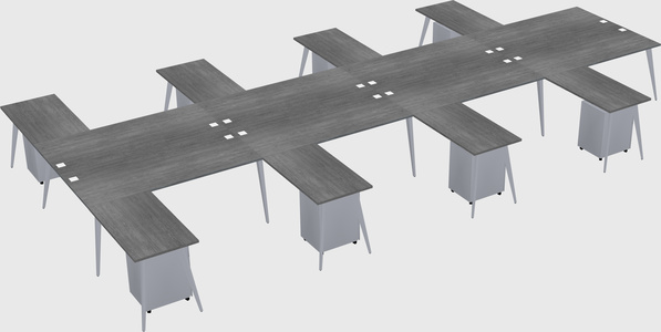 Shared l-shaped office desk system