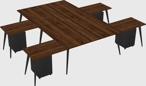 Shared l-shaped office desk system