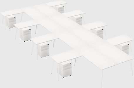 Shared l-shaped office desk system