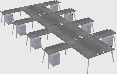 Shared l-shaped office desk system