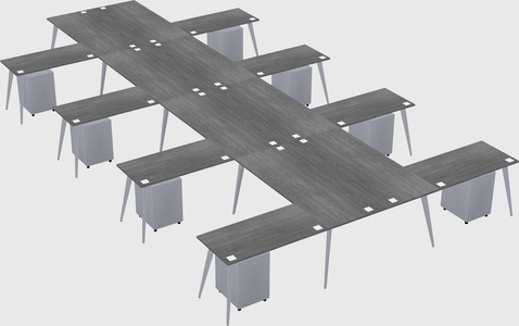 Shared l-shaped office desk system