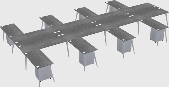 Shared l-shaped office desk system