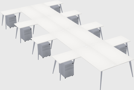 Shared l-shaped office desk system