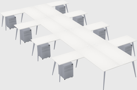 Shared l-shaped office desk system