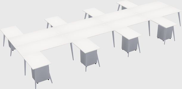 Shared l-shaped office desk system