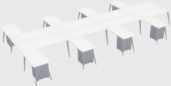 Shared l-shaped office desk system