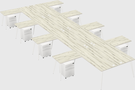 Shared l-shaped office desk system