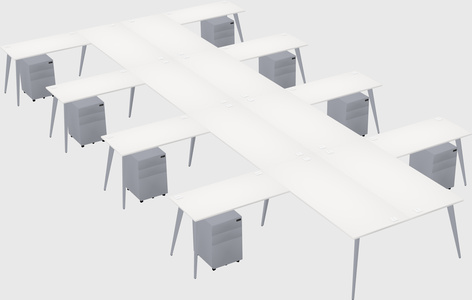 Shared l-shaped office desk system