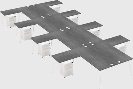 Shared l-shaped office desk system