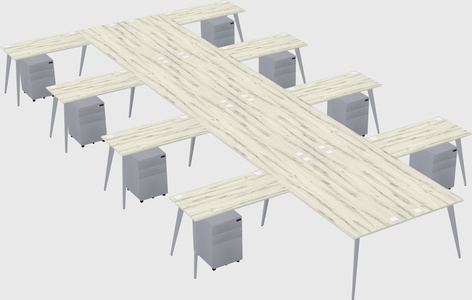 Shared l-shaped office desk system