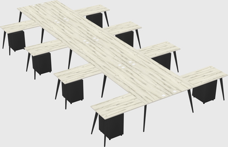 Shared l-shaped office desk system